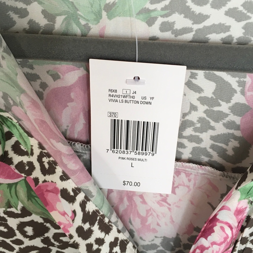 NWT Guess Floral Leopard Button-Up Blouse - Picture 2 of 11
